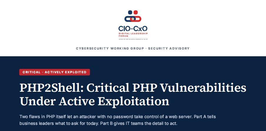 SECURITY ADVISORY: PHP2Shell, critical and actively exploited